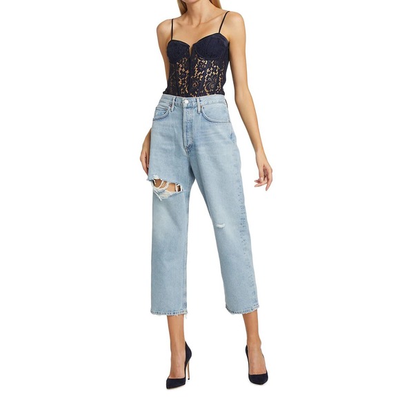 Cami NYC Tops Cami Nyc Anne Lace Corset Bodysuit Navy Blue Xs